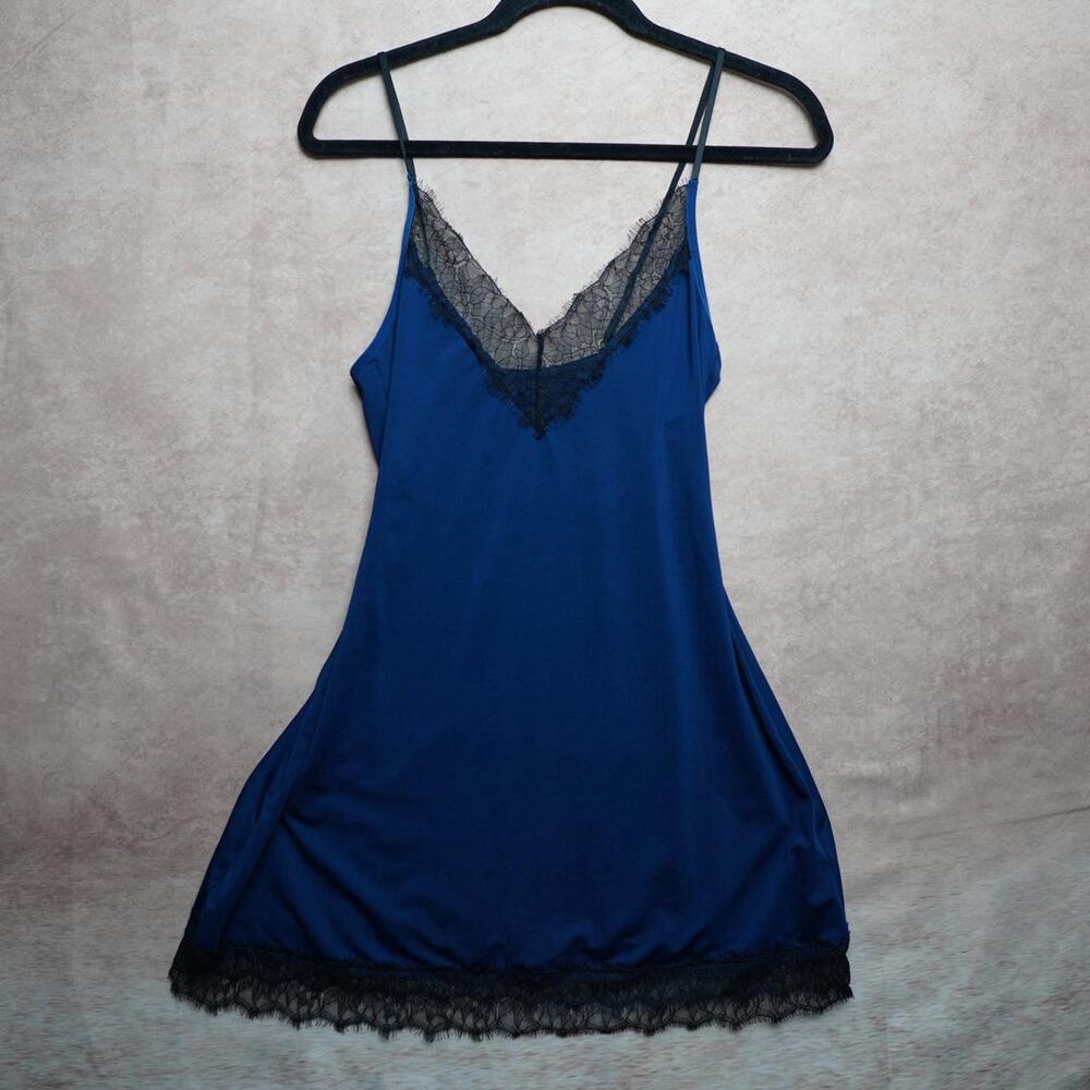 Vintage Blue Lace Trim Slip Dress M